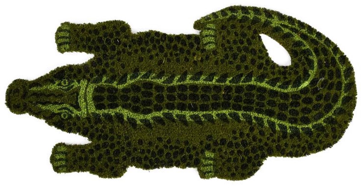 Deurmat Krokodil kokosmat - 77,8 cm breed x 37,5 cm diep - PVC - deurmat - mat - anti slip - voor binnen en buiten - geschenk - cadeau - gift - nieuwjaar - kerst - verjaardag