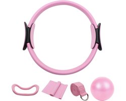 Basis Home Fitness Set - 5-delig incl. Pilates Ring, Elastische Stretchriem, Weerstandsband, Yoga Bal & Ring | Training & Oefeningen Thuis Gymnastiek | Basic Home Workout Gym 5-Piece Set | Crossfit | Mannen & Vrouwen | Unisex
