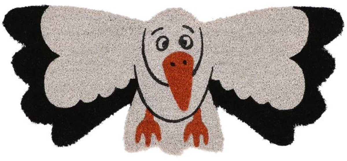 Deurmat kokos ooievaar - 74,4 cm breed x 33,3 cm diep - Kokosvezel - rubber - PVC - deurmat - mat - anti slip - voor binnen en buiten - geschenk - cadeau - gift - nieuwjaar - kerst - verjaardag