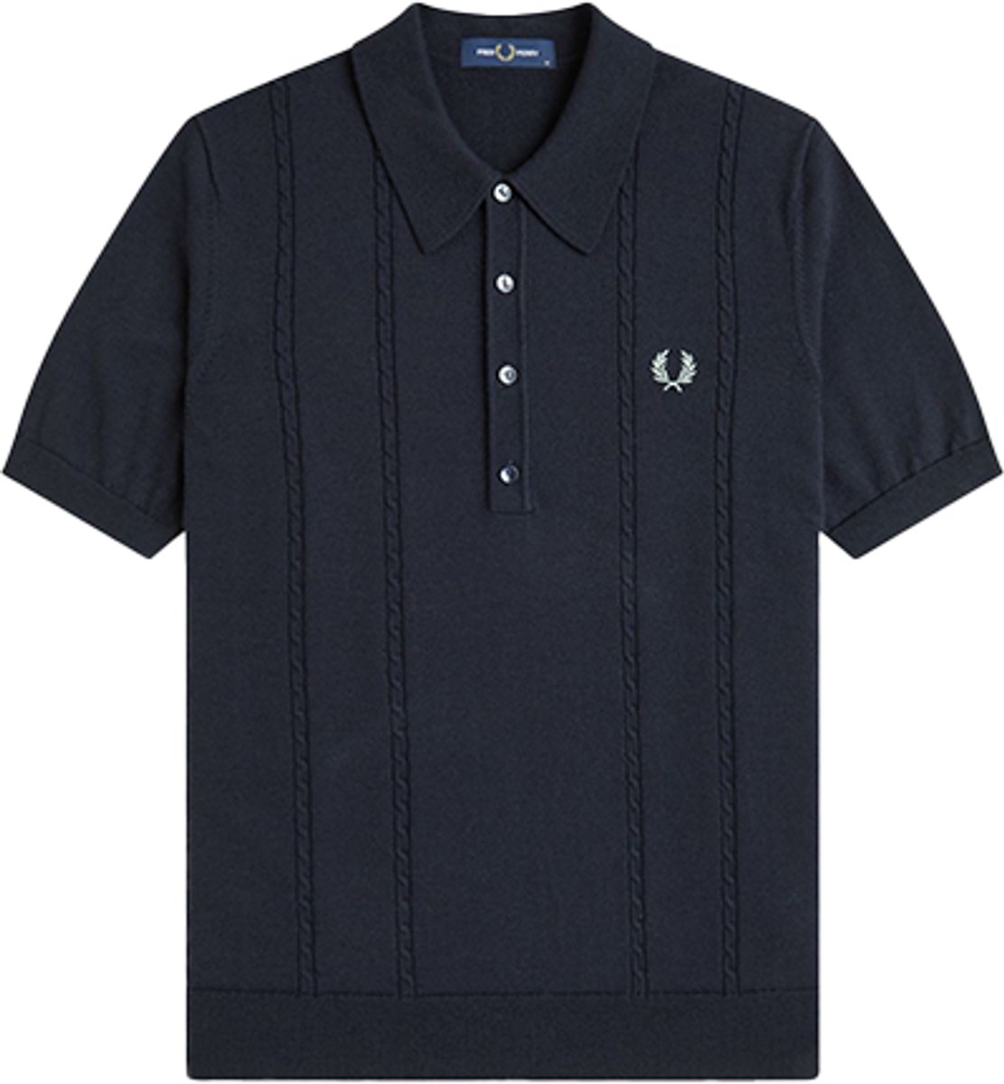 Fred Perry Cable Knitted Shirt Blauw