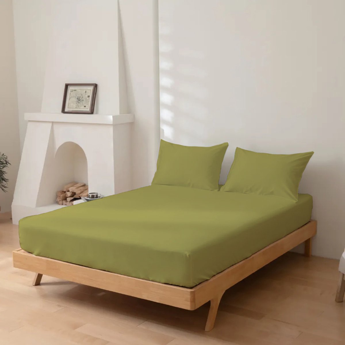 Dreamers Den - Hoeslaken - 100% Katoen Percaline - Katoen - Olijf Groen - 140x200cm - 28cm Hoekhoogte