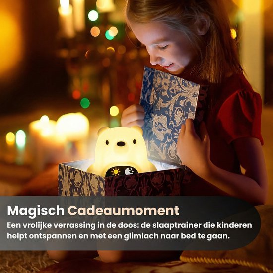 Luvonic® - Slaaptrainer - Kinderwekker - Nachtlamp en Wekker - Kindvriendelijke Slaapwekker - Slaaptrainer met Led en Geluid - White Noise - 8 Verschillende Kleuren - Kind/Peuter/Kleuter - Beer van Luvonic — afbeelding 3