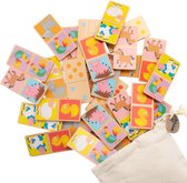 Woet® Houten Domino Spel met Dieren - Spelletjes voor Kinderen - FSC - Inclusief Opbergzak - Educatief Speelgoed - Vanaf 2 Jaar