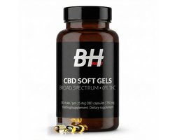Body Hackers CBD Capsules – 25 mg CBD per capsule – Broad Spectrum – 0% THC – 30 Softgels – Natuurlijk Extract