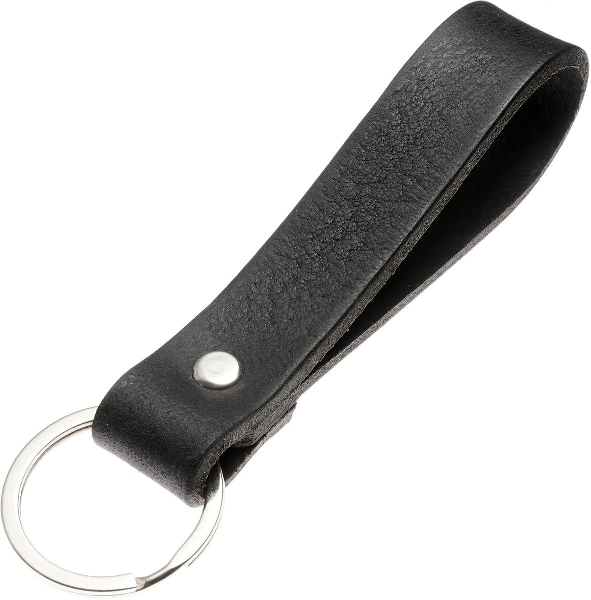 Imperatoris - Leren Sleutelhanger - Keychain met Sleutelring - Geschikt voor Autosleutel & Fiets - Duurzaam en Stijlvol - 1 Stuk - Zwart met Nerf