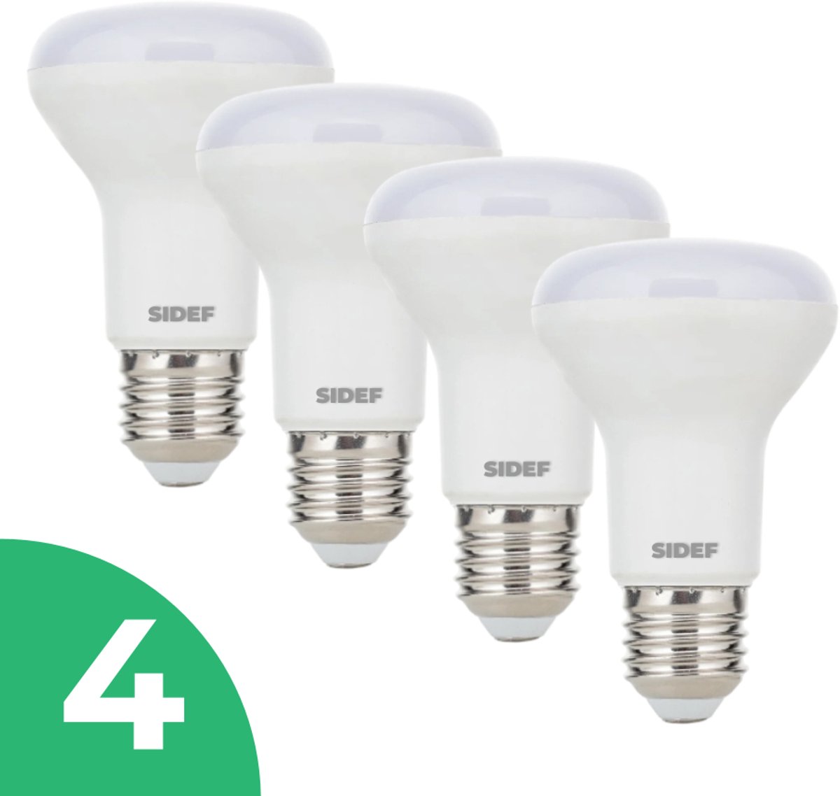 Sidef Reflector Spaarlamp E27 - 11W - Warm Wit Licht (2700K) - 660 lm - 8 jaar - Niet Dimbaar - 4 stuks - Bespaar op energiekosten