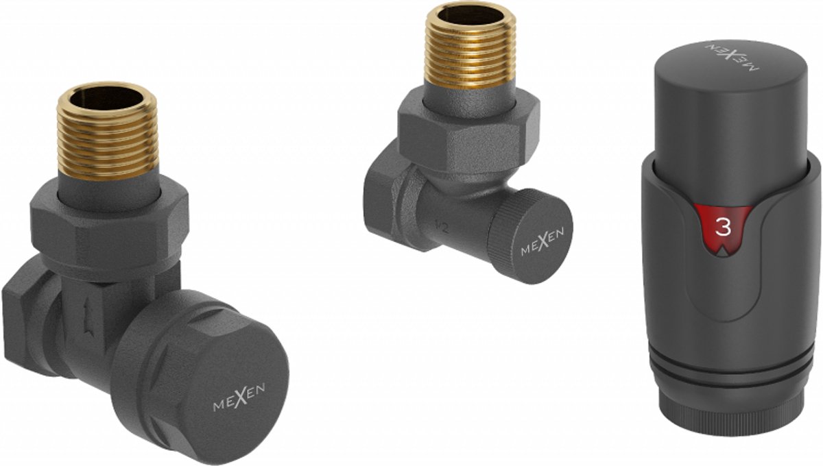 Mexen G00 hoekige thermostaatset, antraciet - W901-900-66