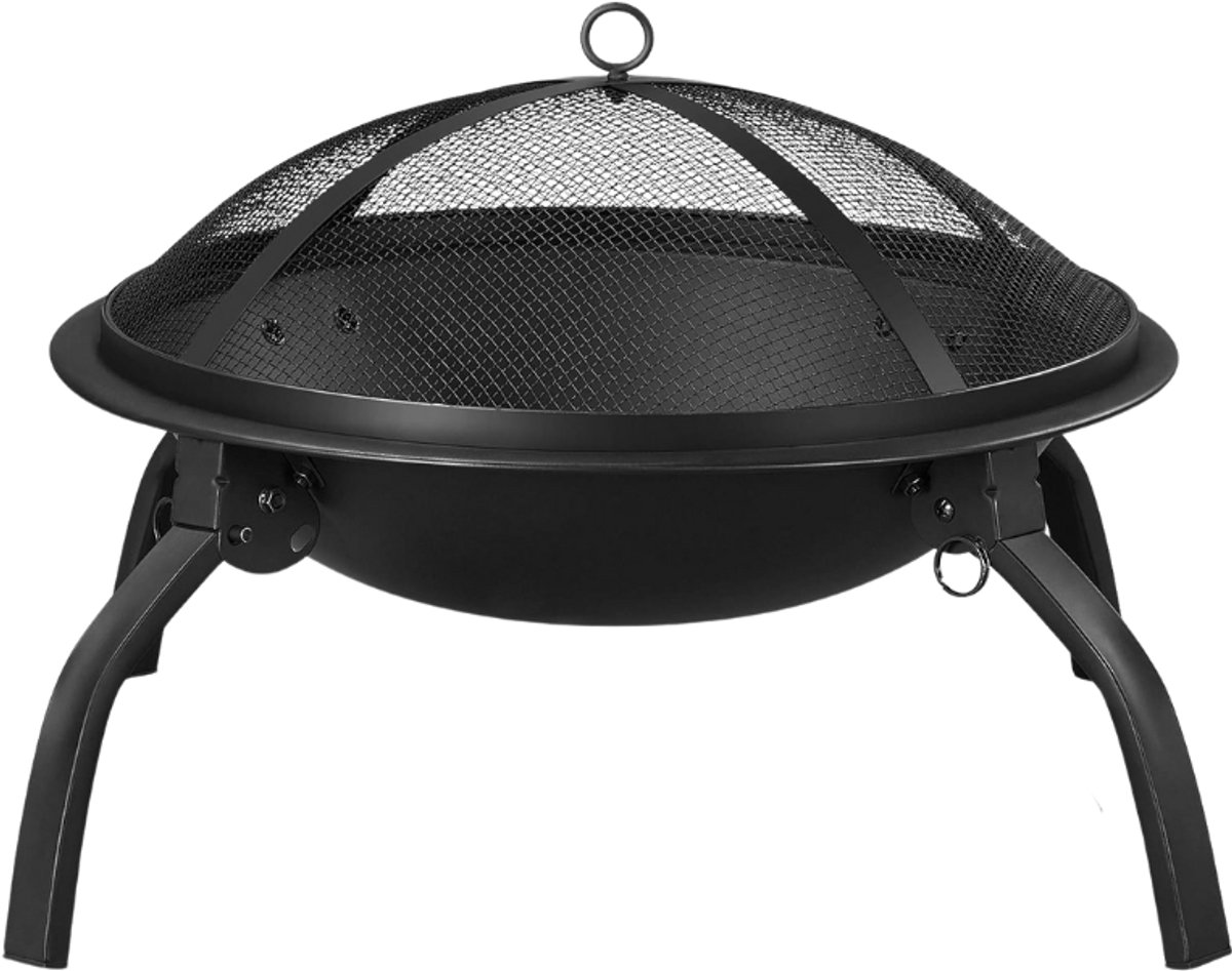 Aura® Vuurkorf Met Vonkenscherm - Vuurkorf - Vuurhaard - Zwart - ‎54cm x 54cm x 39cm