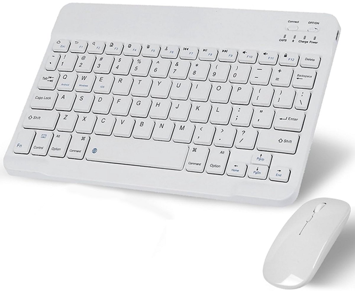 NAXSIR Bluetooth-toetsenbord en muis, tweedelig, ultradun, stil, 10 inch, wit