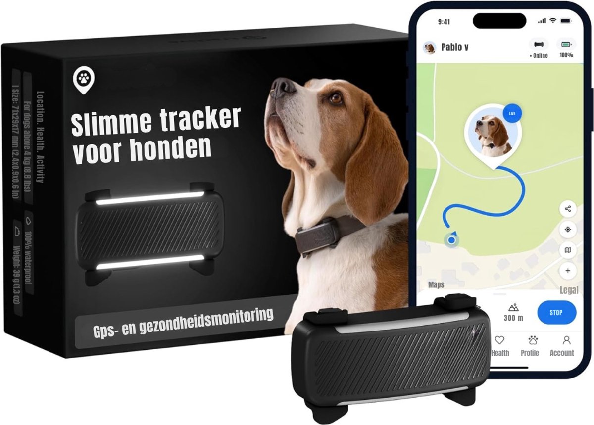 MIRA® GPS Tracker hond - GPS Tracker - GPS Trackers - Zwart - 8cm x 3cm x 2cm