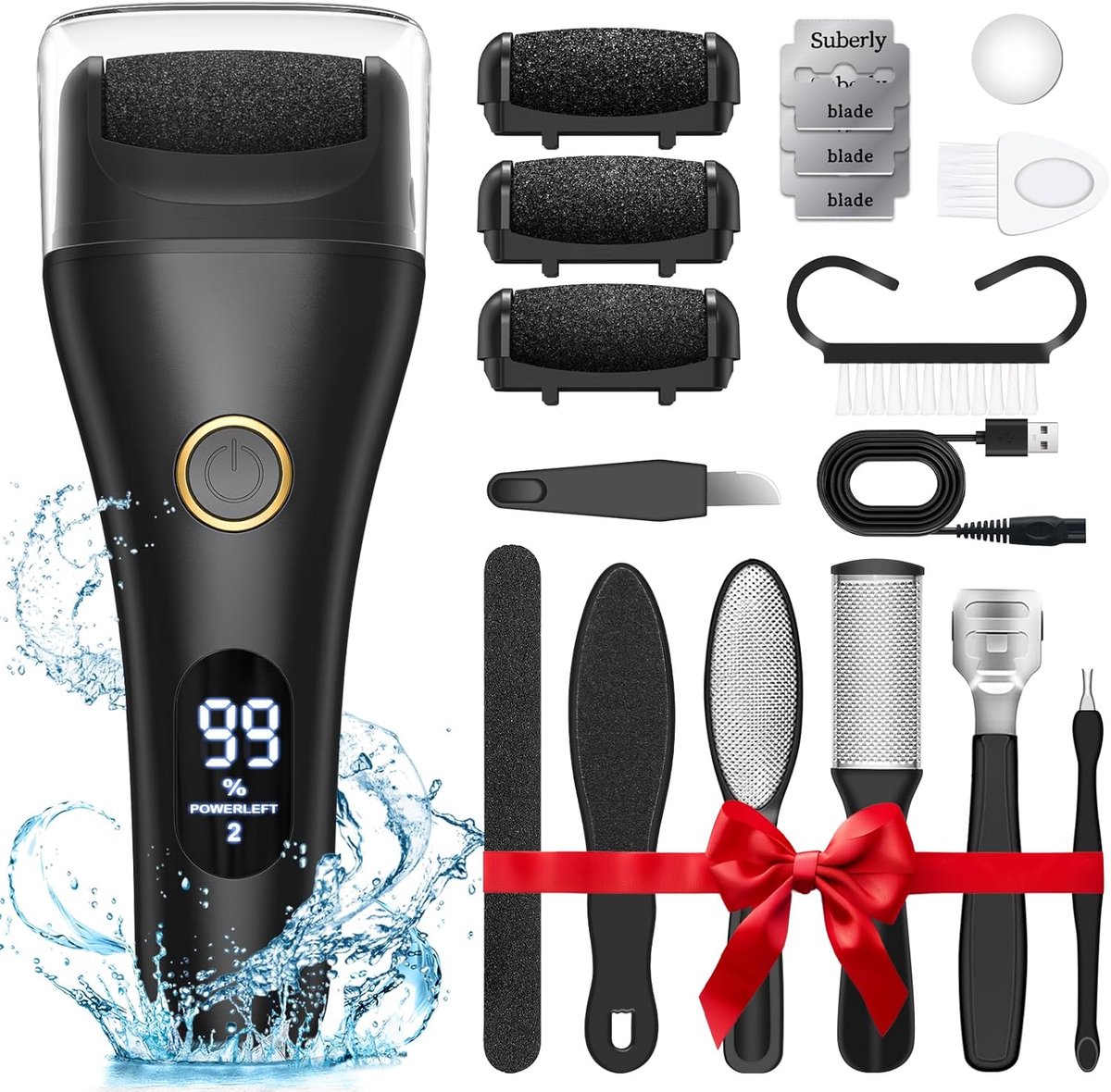 Elektrische Voetvijl - 3 Snelheden voor Eelt en Dode Huid - 16-in-1 Pedicure Set voor Kloven - Zwart - 1 Stuk
