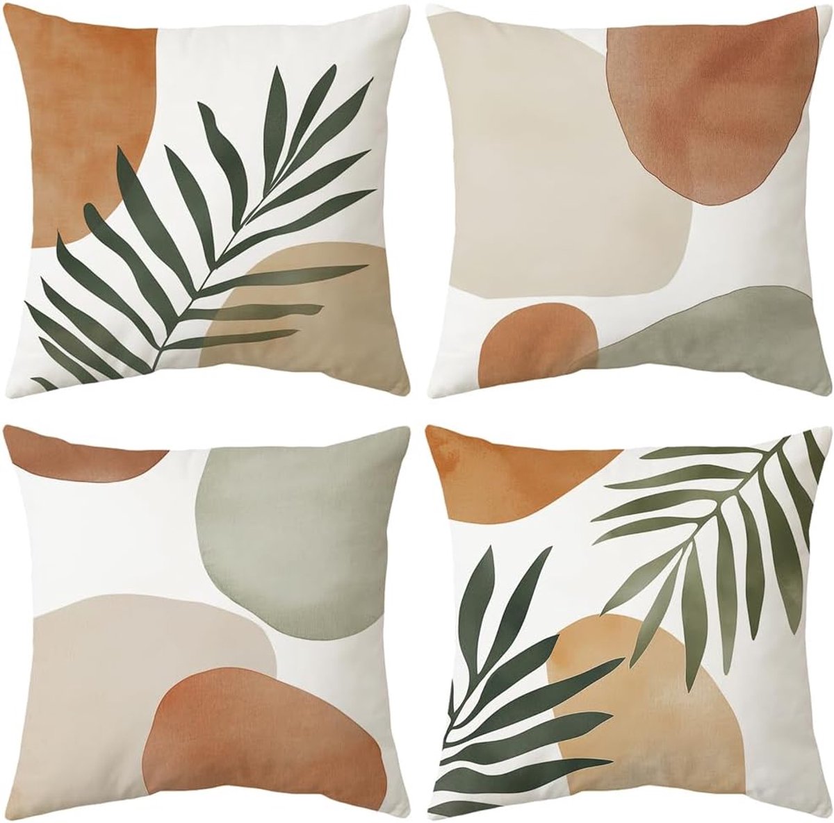 Famanu Set van 4 kussenslopen - 45 x 45 cm - fluweel - sierkussenhoezen - bankkussens - met verborgen ritssluiting - voor slaapkamer - kantoor - tuin - bank Multicolour