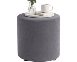 Lomera Poef - Poef Donkergrijs - Ronde Poef - Zitpoef - Voetenbankje - Hocker - Poef Woonkamer - Poef Grijs - Zitpoef Woonkamer - Poef Met Velours