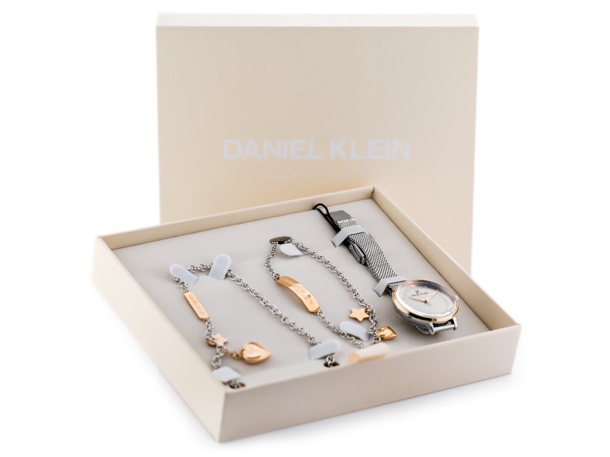 Daniel Klein DK13022-4 - Dameshorloge - Grijze Wijzerplaat - Sieraden Set
