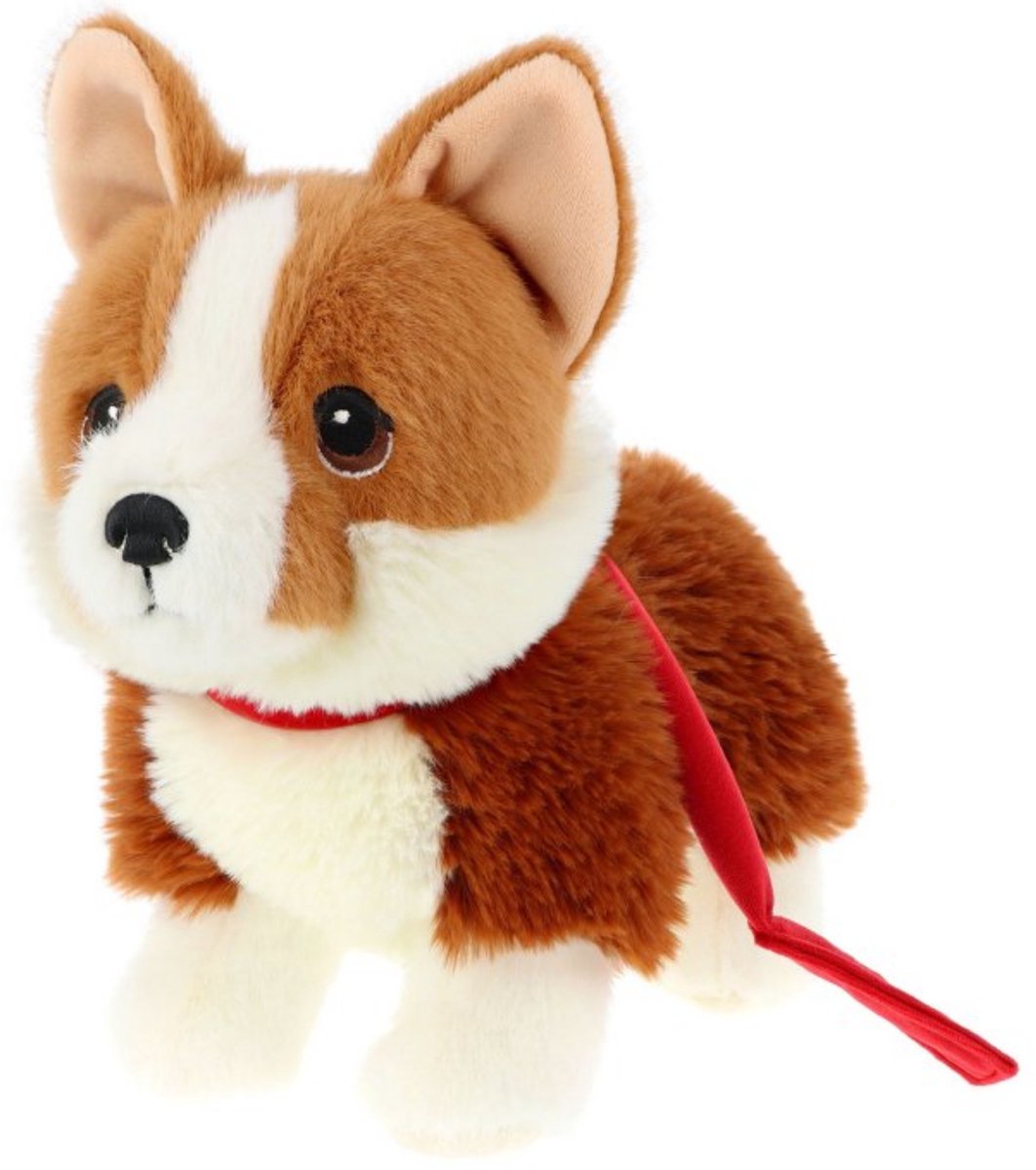 Keel Toys pluche Corgi Hond - knuffeldier - bruin - staand - 23 cm - knuffel Hond - eco - puppy love collection