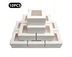 10-delige flip cup cake doos, transparant venster met gesp dessert verpakking doos 16x16x7.5cm
