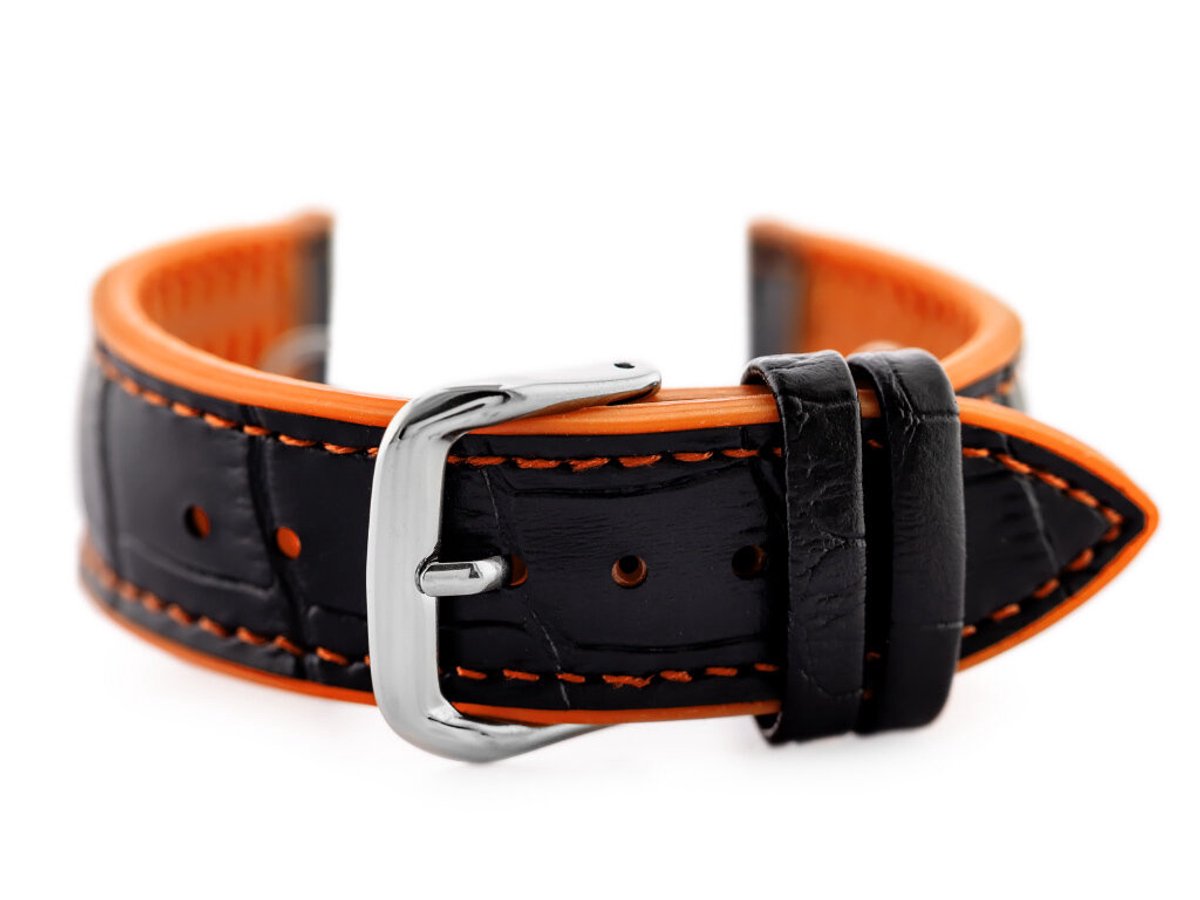Pacific U18 Horlogeband Rubber Zwart-Oranje 20mm