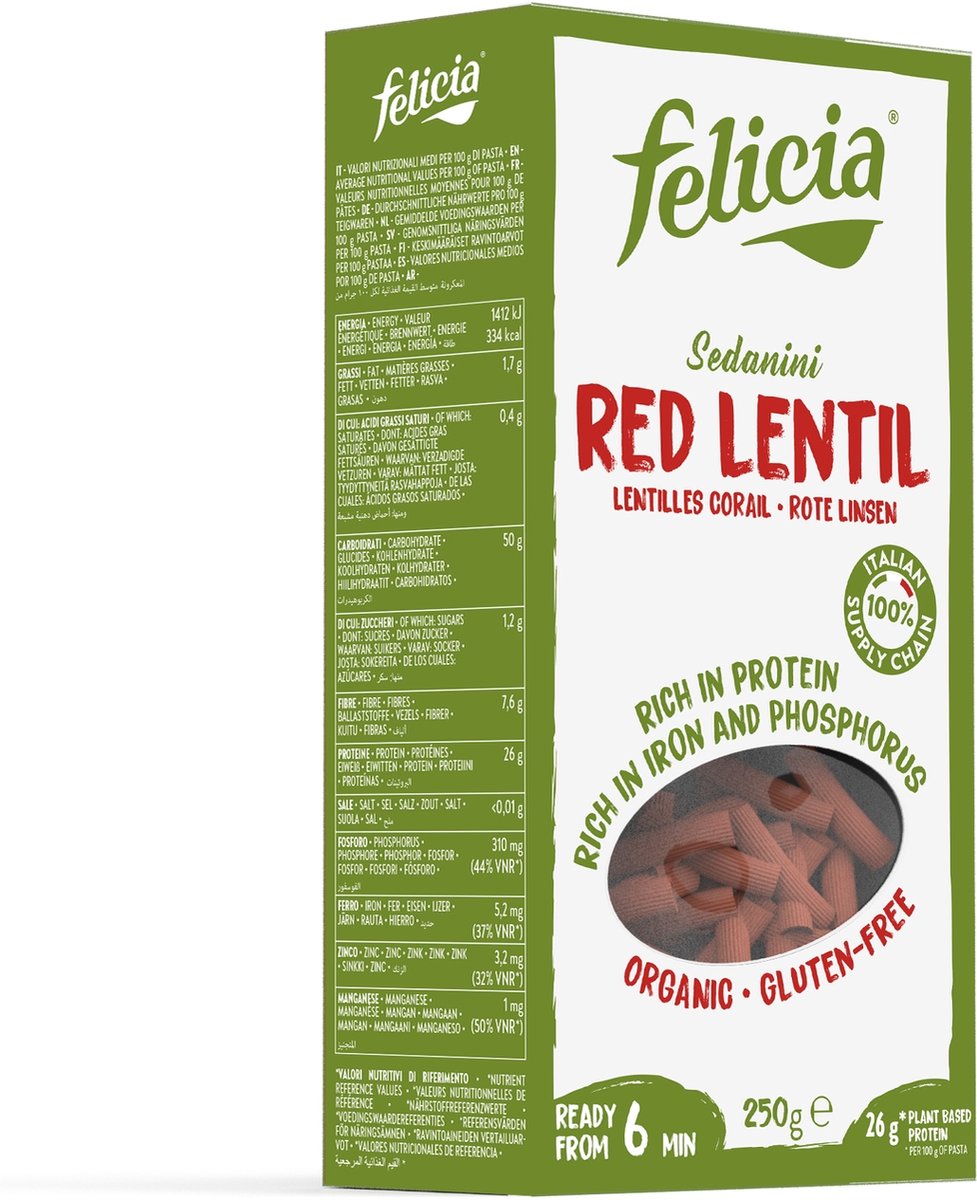 Felicia Sedanini Rode Linzen Glutenvrij (250 gr)