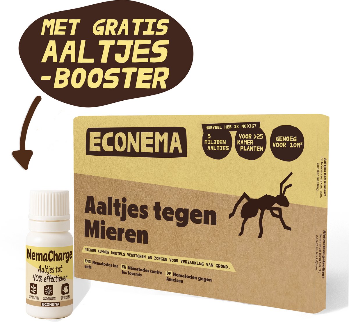 Aaltjes tegen Mieren – 10 m² / 5 nesten – Nu met Aaltjes booster – Mieren bestrijden bij mierennesten