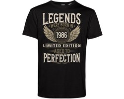 T-shirt Legends where born in 1986 | 40 Jaar Verjaardag Shirt – 40e Verjaardag – Cadeau voor Man of Vrouw | Zwart | maat 3XL