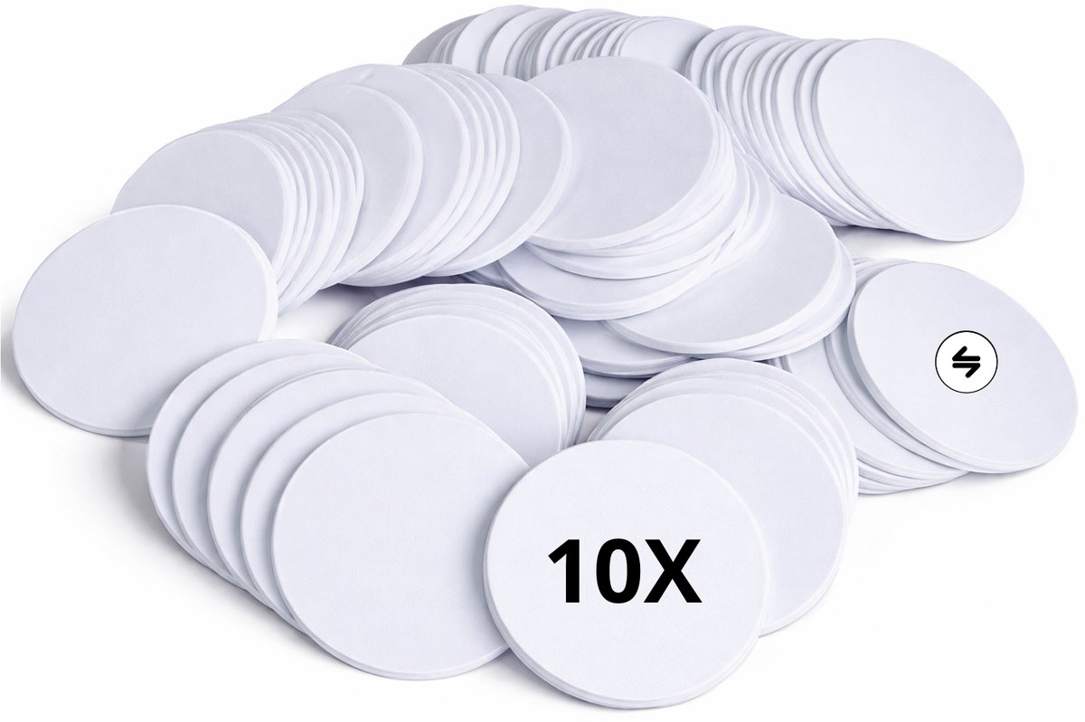 10x NFC NTAG215 Tags – Witte Munten – Voor NFC Apparaten en TagMo – Geen Kleeflaag