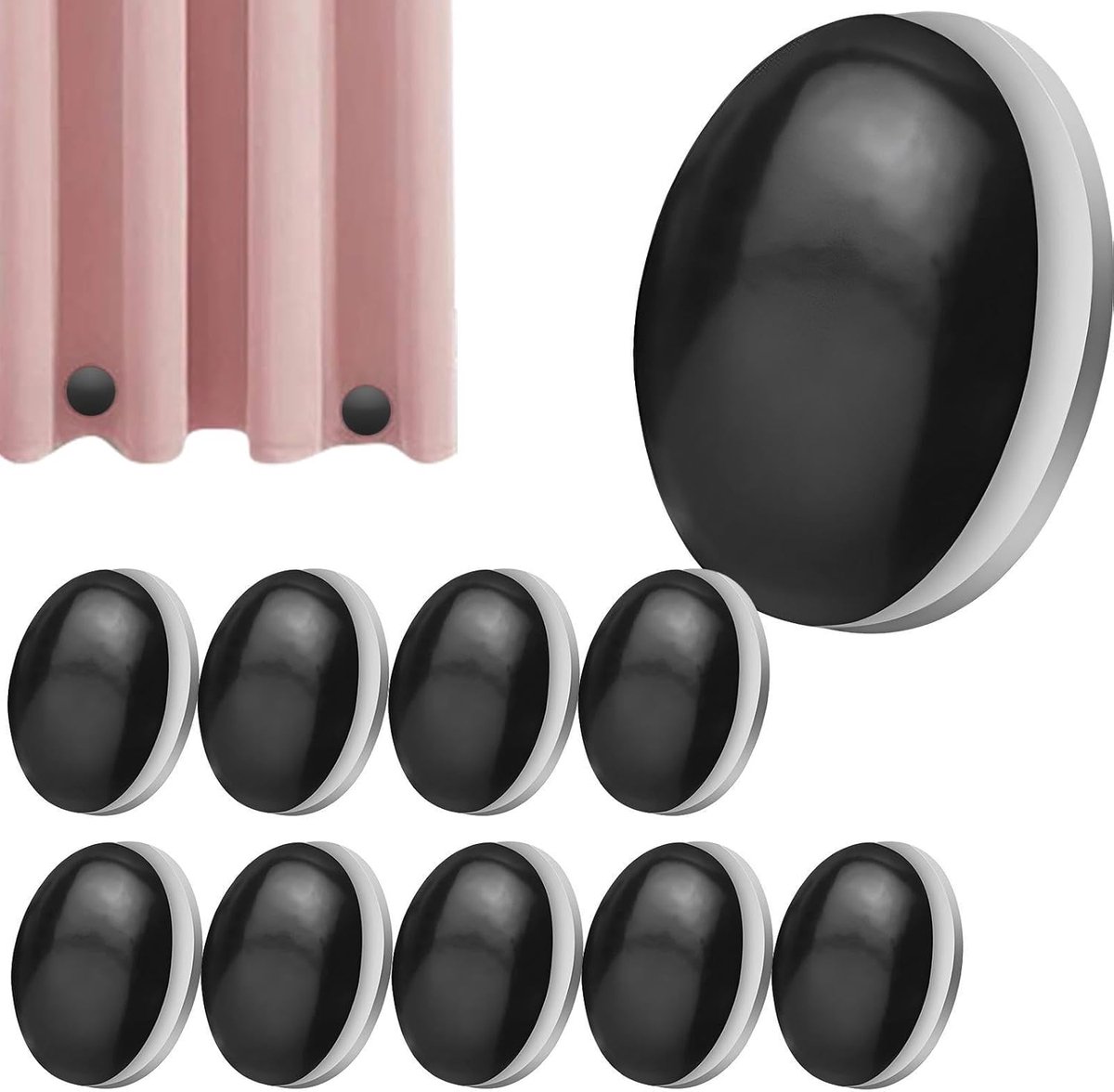 Magnetische Gordijngewichten - Kunststof met Roestvrije Magneten - 4 cm - 12 Stuks - Zwart
