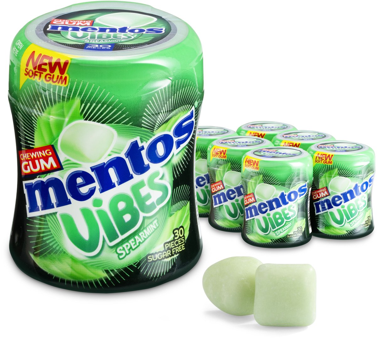 Mentos Gum Vibes Spearmint - Kauwgom - Suikervrij - 6x30stuks