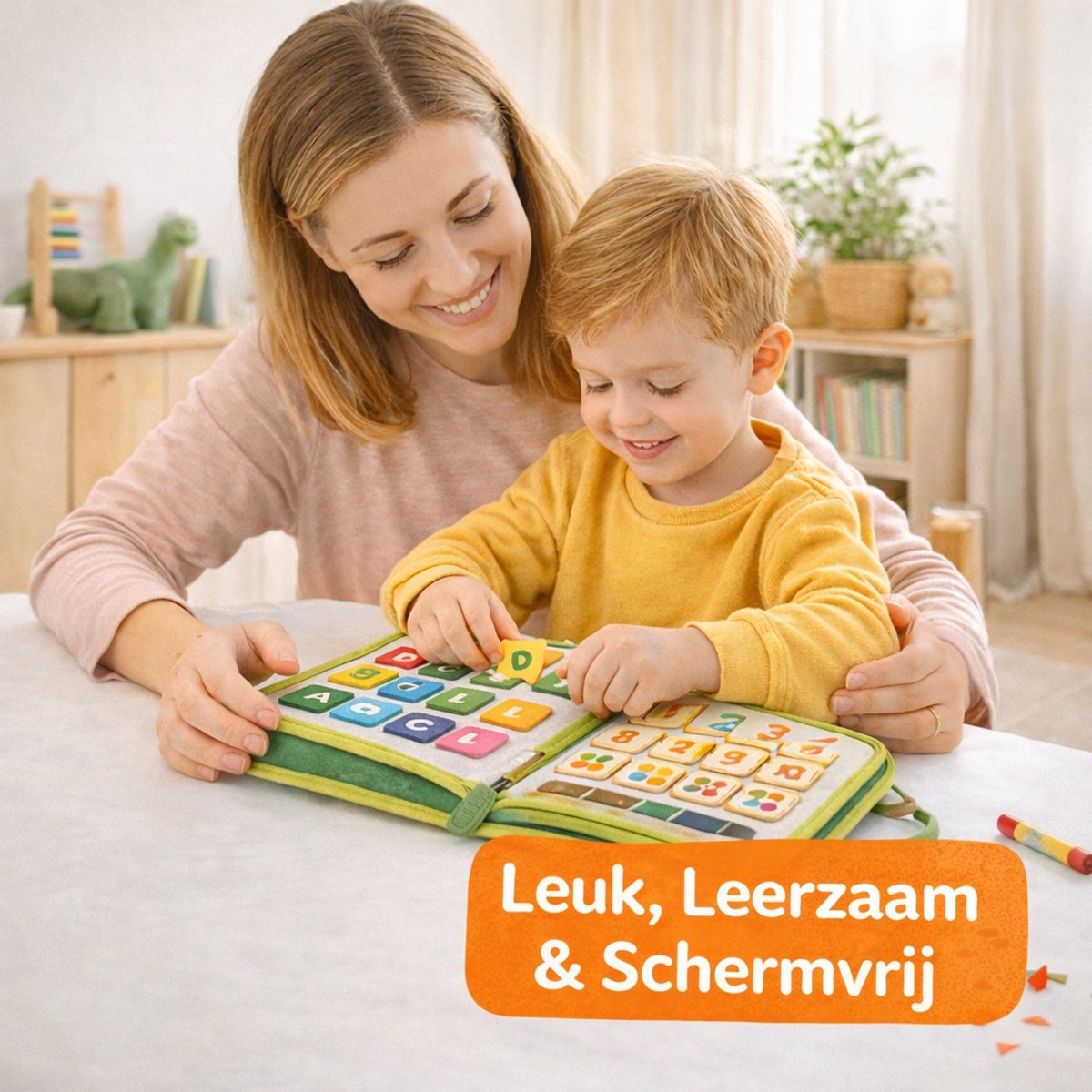 Montessori Activiteiten Boek - Nederlands - Busy Board - Perfect voor op Vakantie - 8-pagina's - Klok lezen - Activiteitenboek - Educatief Speelgoed - Dieren Groen - Leeftijd 2 - 4 Jaar — afbeelding 3