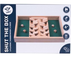 Shut The Box Dubbel – 34 x 24 cm – Houten Dobbelspel met Ingelegd Vilt – Inclusief 4 Dobbelstenen – 