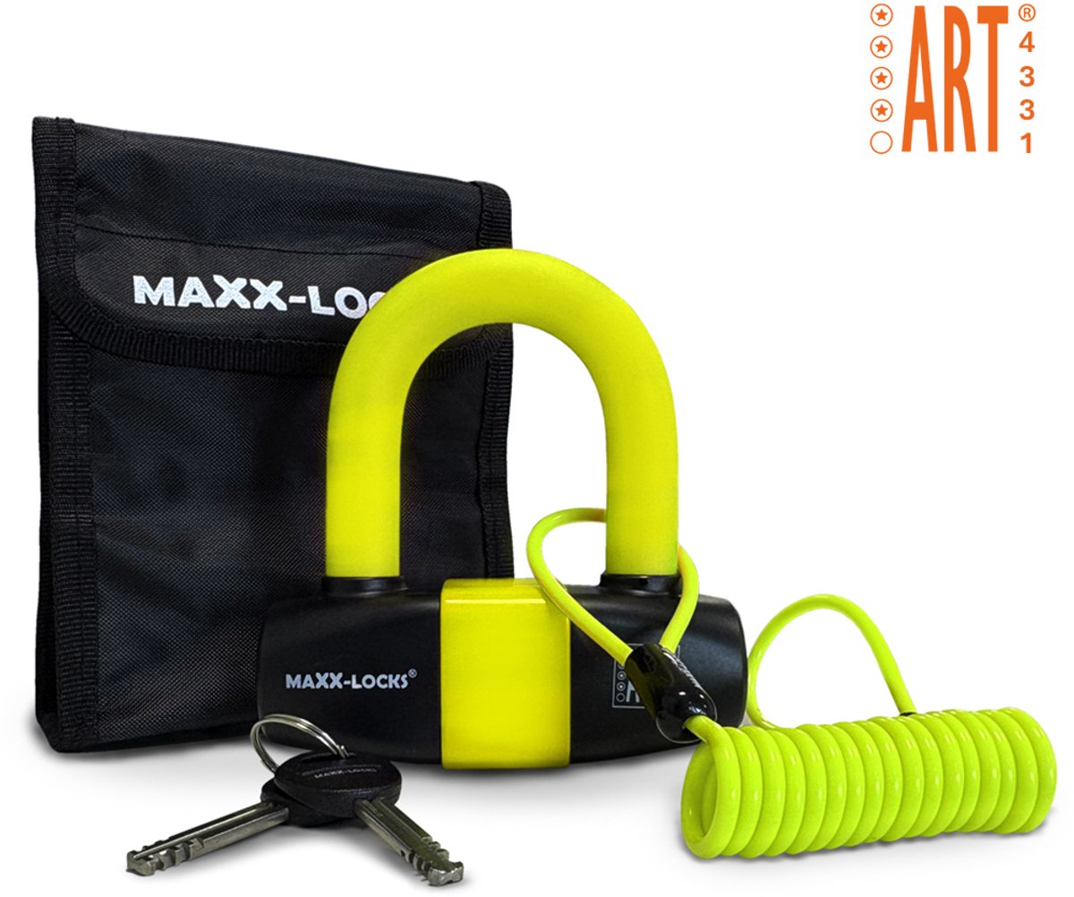 Maxx-Locks Taupo Schijfremslot ART 4 - Remschijfslot - ART4 Motorslot - Gebruiksvriendelijke Beveiliging voor je Motor - Geel