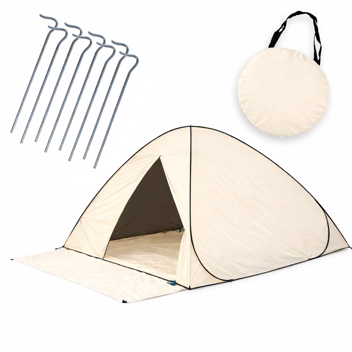 Eurocatch Festival Tent 200x130 cm - Pop-up Werptent, Waterproof 210D Oxford Nylon, Verduisterend, Inclusief Haringen en Opbergtas - Opgezet in 5 Seconden