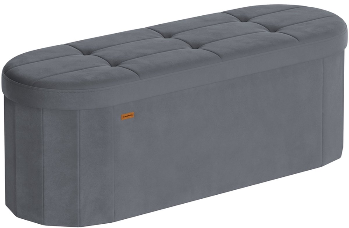 Bank met opbergruimte biedt comfortabele zitgelegenheid en opbergmogelijkheden - 38 x 110 x 38 cm - Leigrijs