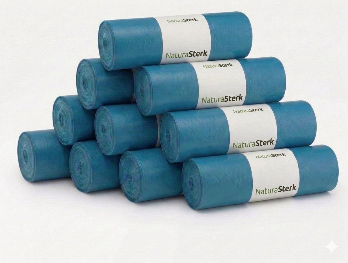 NaturaSterk Afvalzak Blauw T60 70x110 cm 120 Liter LDPE 10 Rollen x20 Stuks ( Totaal 200 Stuks )