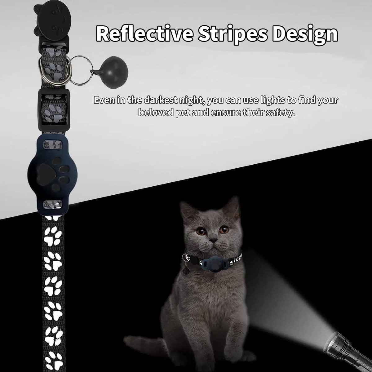GPS KattenTracker - Huisdiertracker - Real-Time Locatietracking Werkt Met iOS/Android - Waterdicht - Met Reflecterende Halsband En Belletje - Verlies Tracker Voor Huisdieren - Verstelbare Nylon Halsband - Zwart thumbnail 6