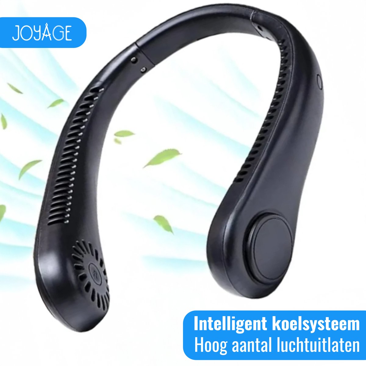 Joyage Nek Ventilator oplaadbaar - Zwart - 5 standen - Gezichtsventilator - Neck fan - Portable fan mini ventilator usb - Nekventilator met koeling Handventilator Bureau ventilator - Halsventilator Waaier handwaaier Draagbare ventilator klein — afbeelding 6
