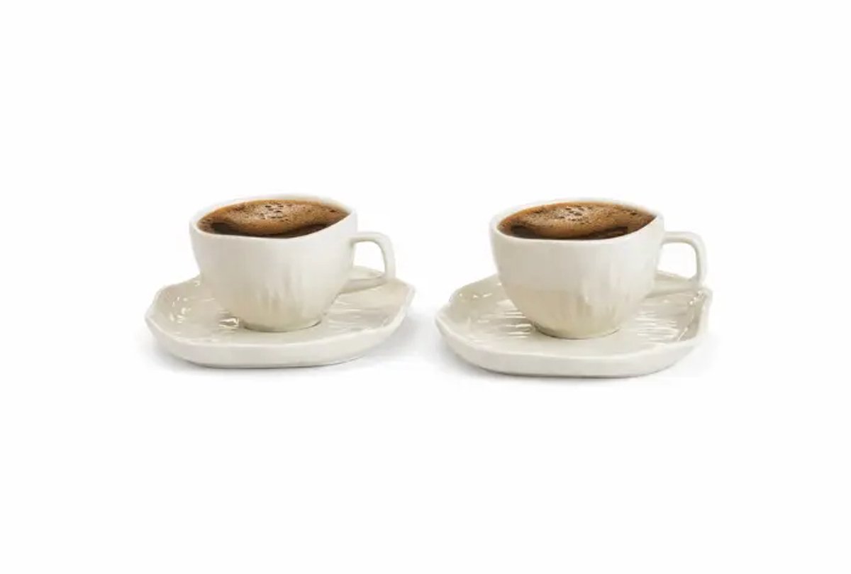 Cermico - espressoset - 12 delig - 90 ml - beige - porselein, vaatwasserbestendig