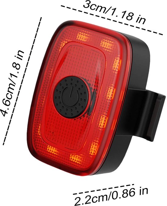 Achterlicht Fiets Rood 120 Lumen LED Fietsverlichting USB-C Oplaadbaar Verlichting Fiets — afbeelding 2