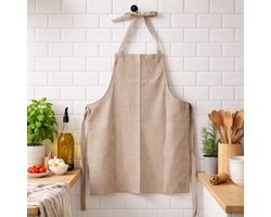 Arti Casa Keukenschort Beige - Praktisch Schort voor Koken en Bakken - Beschermt Kleding - Comfortabel en Gemakkelijk te Reinigen - Afmeting 64x80 cm - Materiaal Katoen/Polyester