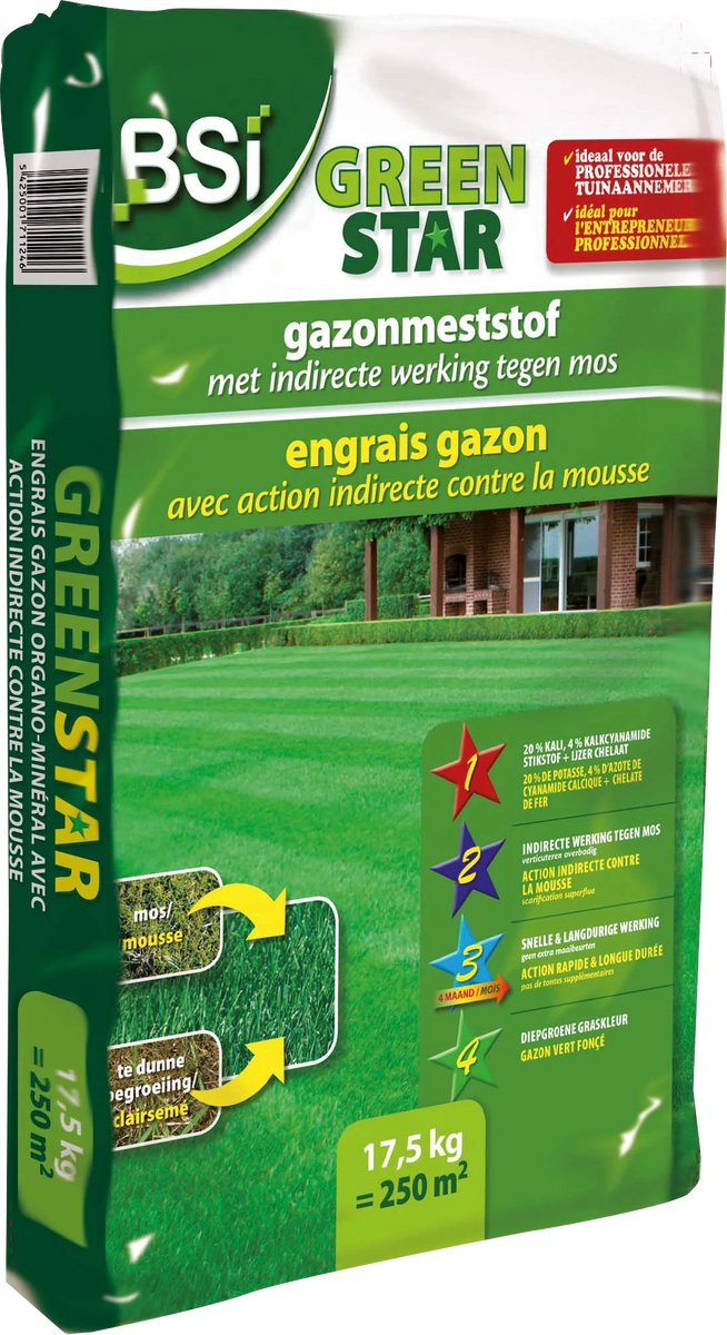 BSI - Green Star Gazonmeststof - 17,5 kg voor 250 m²