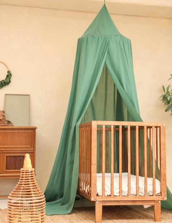 Groen Hemeltje voor Kinderkamer | Klamboe voor Wieg, Bed & Speelkamer | Hemel Sluier voor Babybed | Rond Hemelbed voor Baby — afbeelding 4