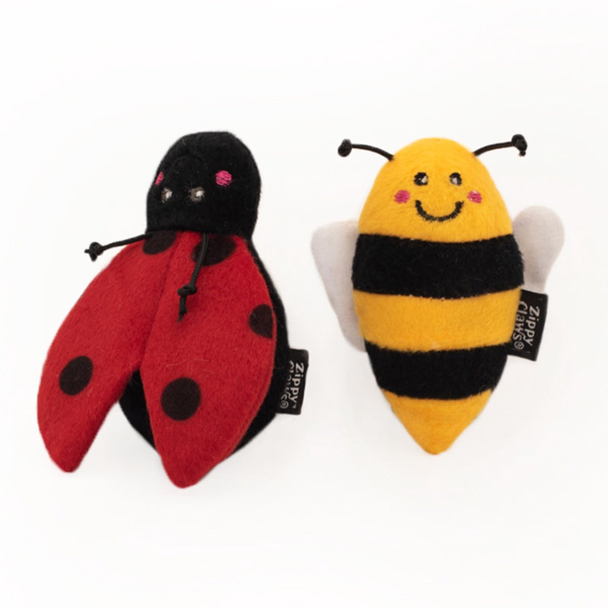 HugSmart Ladybug & Bee - Catnip Kattenspeelgoed - 2 Stuks - Zacht Plush - Voor Kittens en Katten