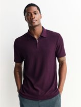 Next - Heren - Getextureerd formeel poloshirt met rits bij de hals - Paars