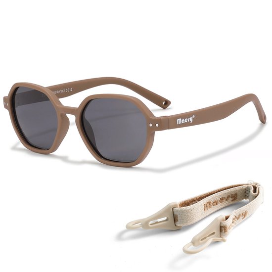 Maesy Baby Zonnebril Yana - 1 t/m 3 jaar - Elastiek - Flexibel - UV400 Bescherming - Zonnebril Kind - Taupe Bruin
