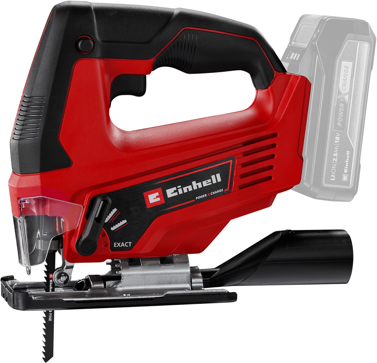Einhell Accu Decoupeerzaag TC-JS 18 Li Solo - Power X-Change - 18 V/Li-ion - Slaghoogte: 20 mm - Versteksneden: max. 45° - Incl. zaagblad - Excl. accu en lader