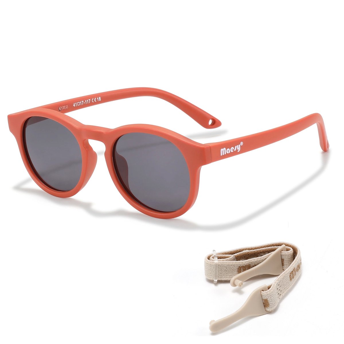 Maesy Baby Zonnebril Bowi - 1 t/m 3 jaar - Elastiek - Flexibel - UV400 Bescherming - Zonnebril Kind - Terracotta Brique