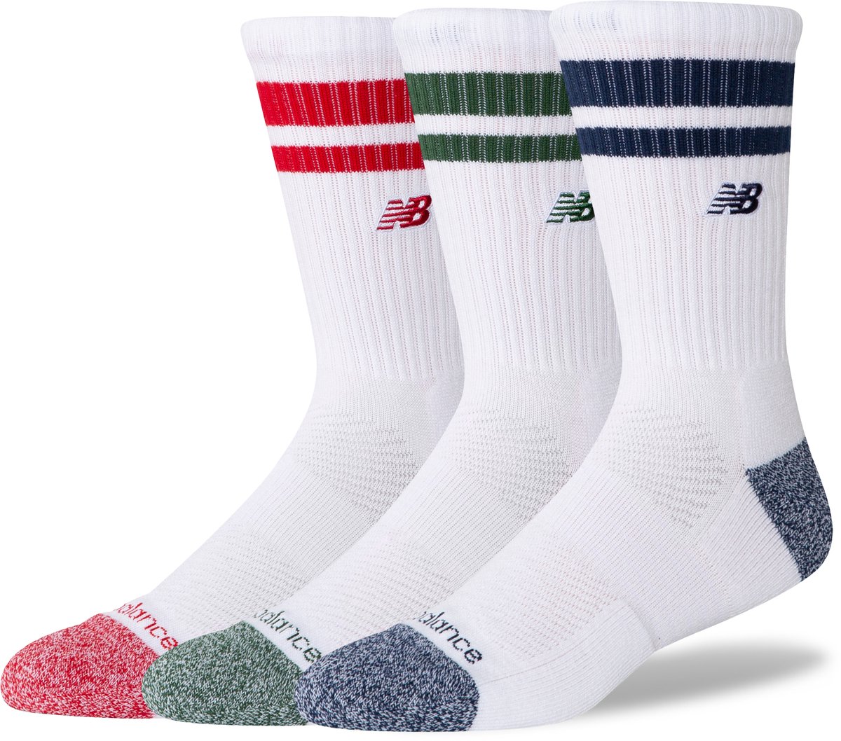 New Balance Active Premium Stripe Crew Sock Unisex Sportsokken Assorted
