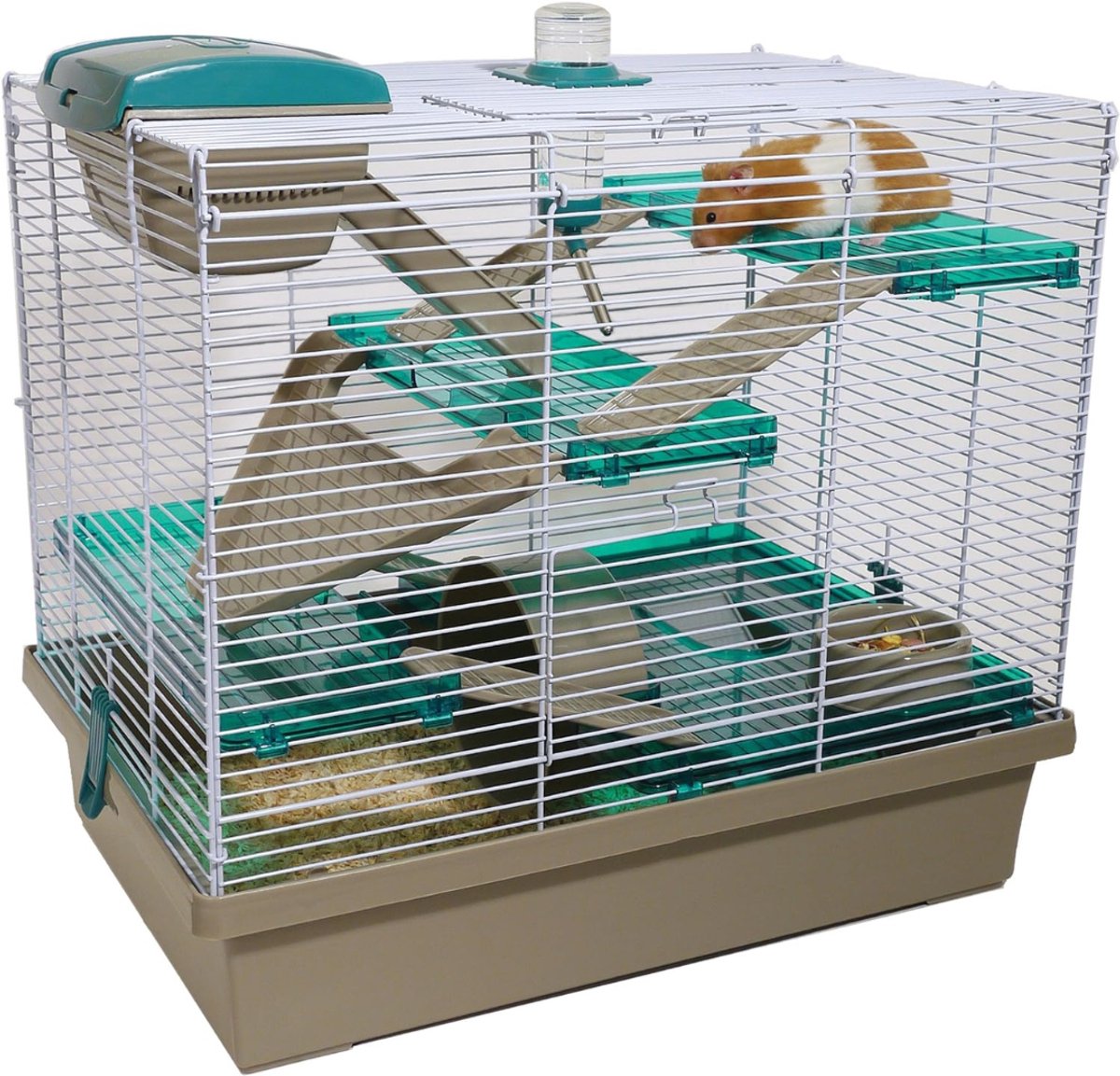 MIRA® Hamsterkooi - Knaagdierkooi - Kooi - Inklapbare Deksel - Doorzichtig Turquoise - 36cm x 50cm x 45cm