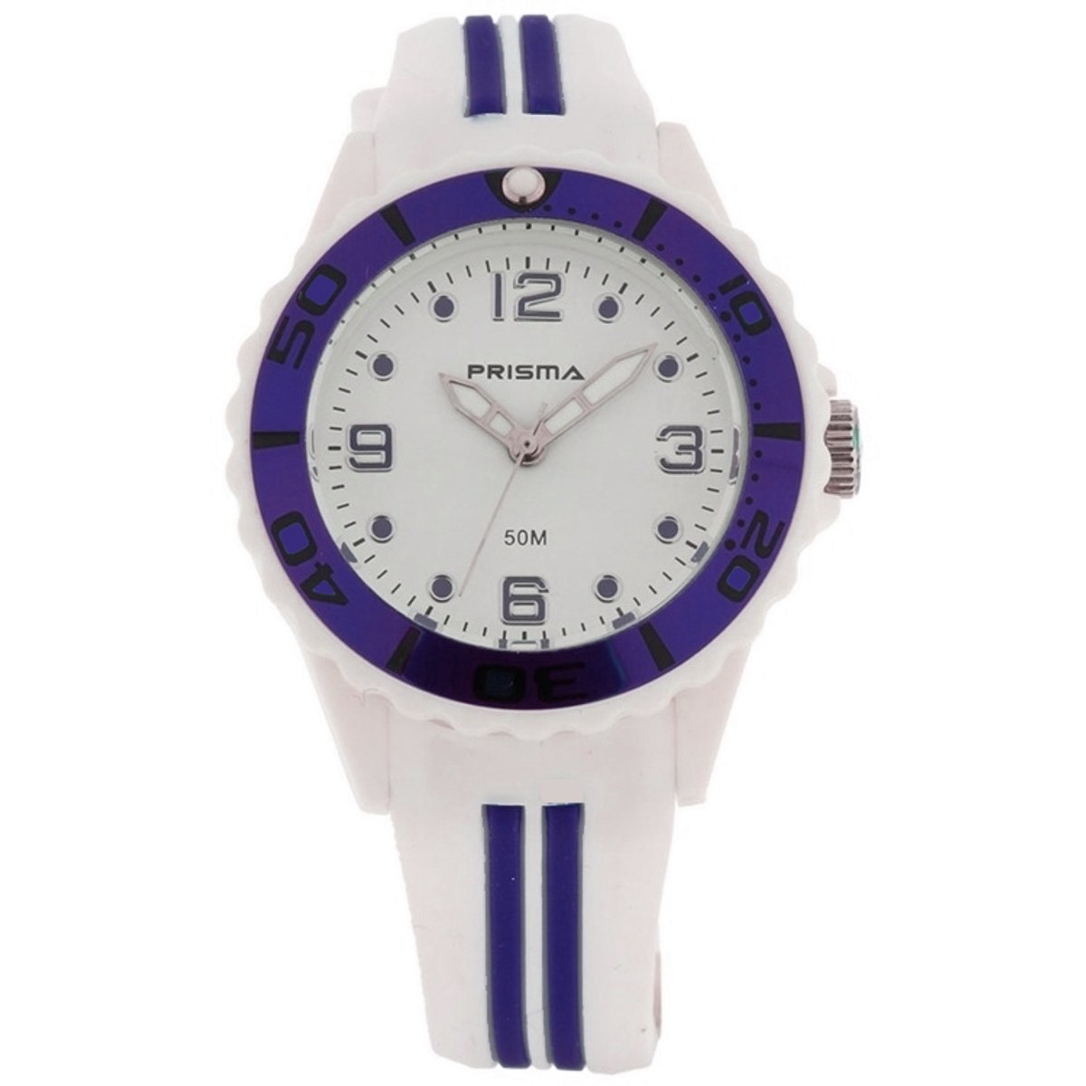 Prisma Sportief Kinderhorloge Paars Wit Silicone Kunststof - 5ATM - 36mm
