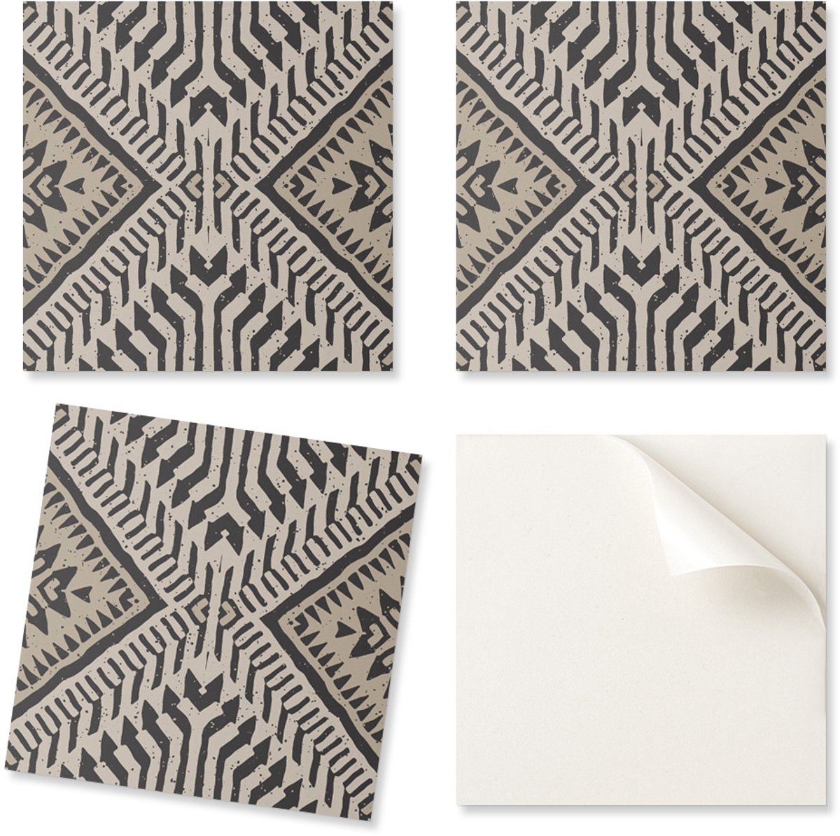 Bedrukte zelfklevende vinyltegels met geometrisch lijnpatroon, 20x20x20 cm