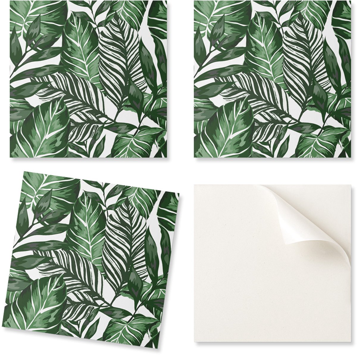 Zelfklevende PVC-tegels met een tropisch bladmotief, perfect voor de hal, 20x20x20 cm